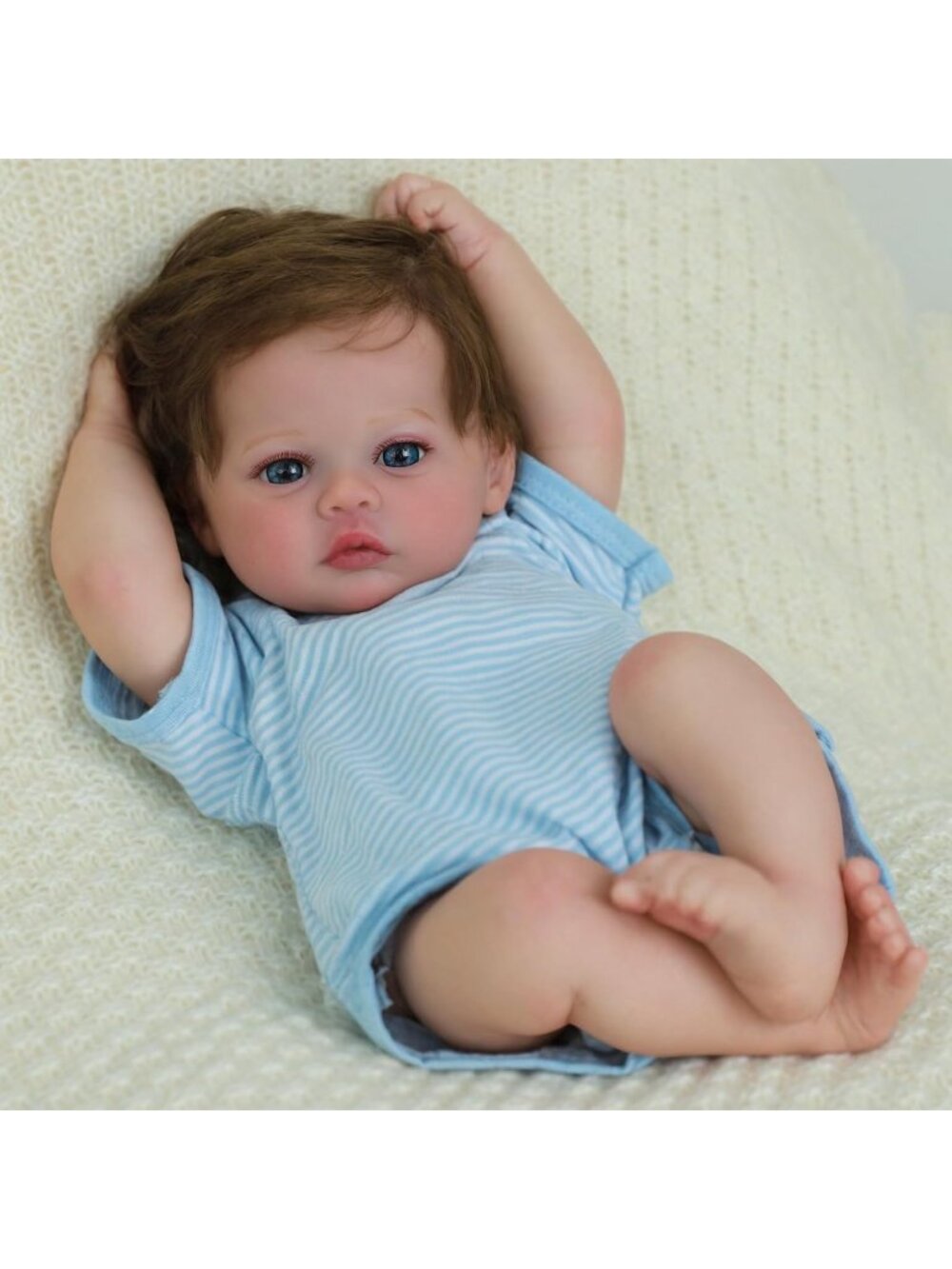 18-Inch Blue Soft Cloth Body Realistic Reborn Baby Dolls Boy with Accessories